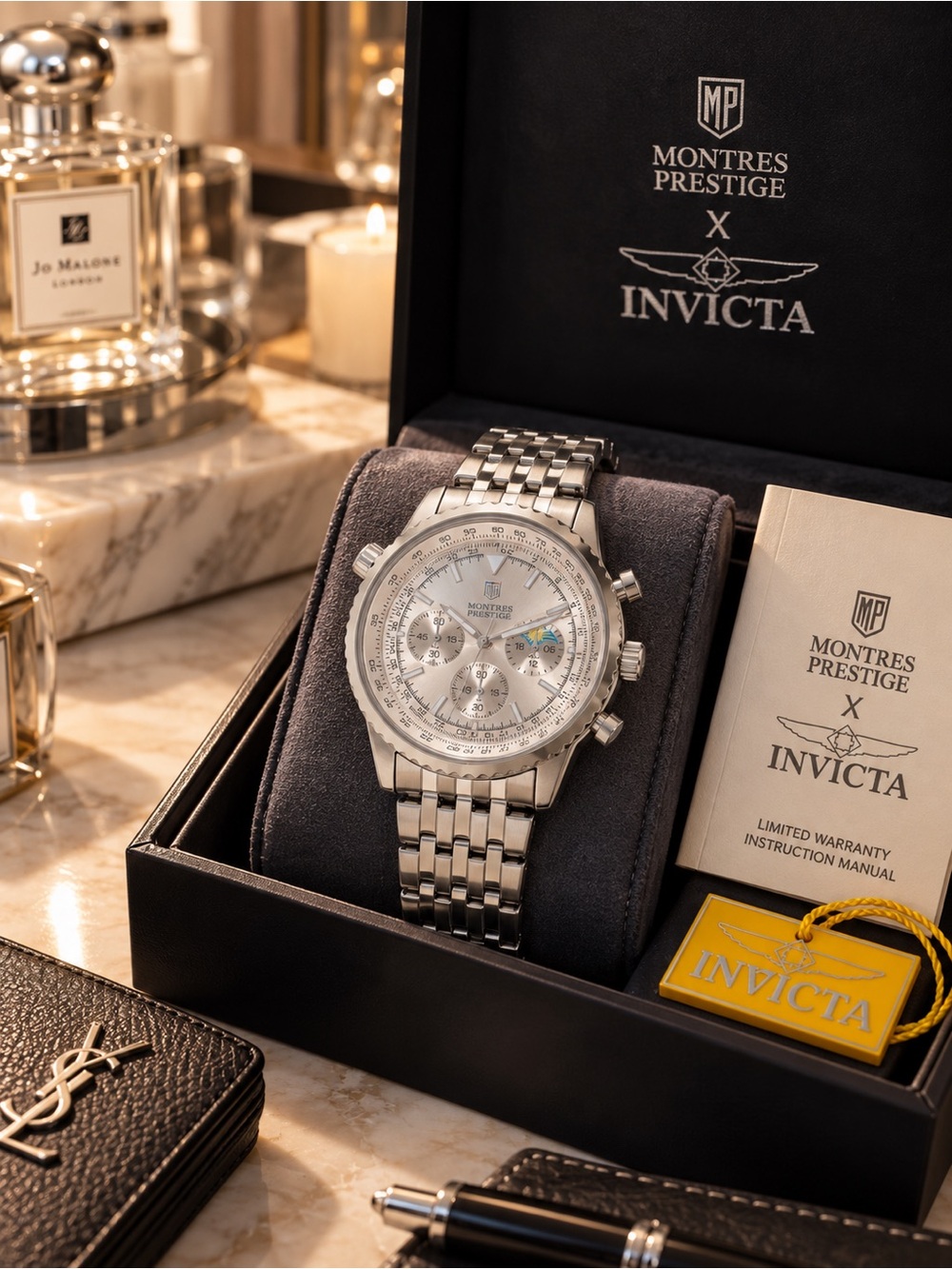 Montres Prestige x Invicta MPW-0317 Silver 43mm Men’s Watch NWT